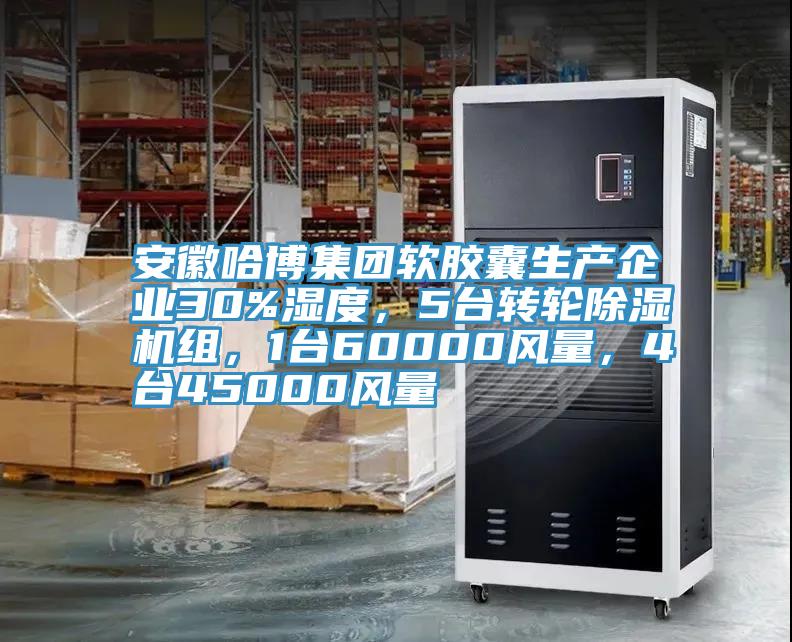 安徽哈博集團(tuán)軟膠囊生產(chǎn)企業(yè)30%濕度，5臺(tái)轉(zhuǎn)輪除濕機(jī)組，1臺(tái)60000風(fēng)量，4臺(tái)45000風(fēng)量